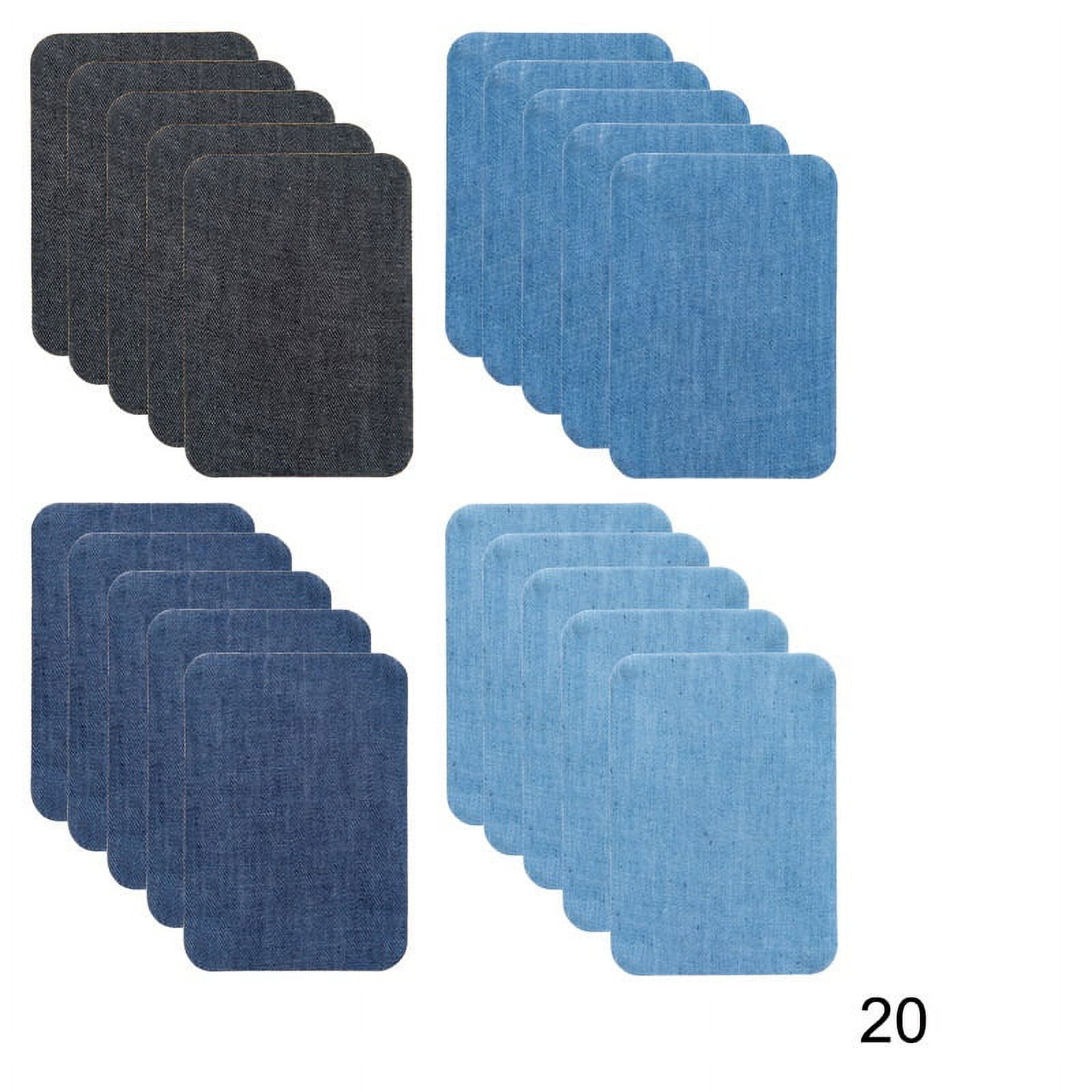 Dtydtpe Jeans Patch Denim Iron on Jean Patches Inside & Outside Strongest Glue Assorted Shades of Blue Repair Decorating 2.75 inch