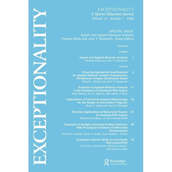 Exceptionality Autism and Applied Behavior Analysis: A Special Issue of exceptionality, Book 13, (Paperback)