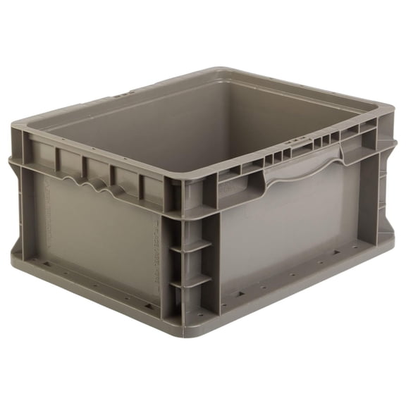 Exchange 12 x 15 x 7.5 (4 Pack) Straight Wall Handled Storage Container Tote, Gray/Brown