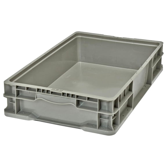 Exchange 24 x 15 x 5" (5.2 Gallon) Straight Wall Handled Storage Container Tote, Gray/Brown (3 Pack)