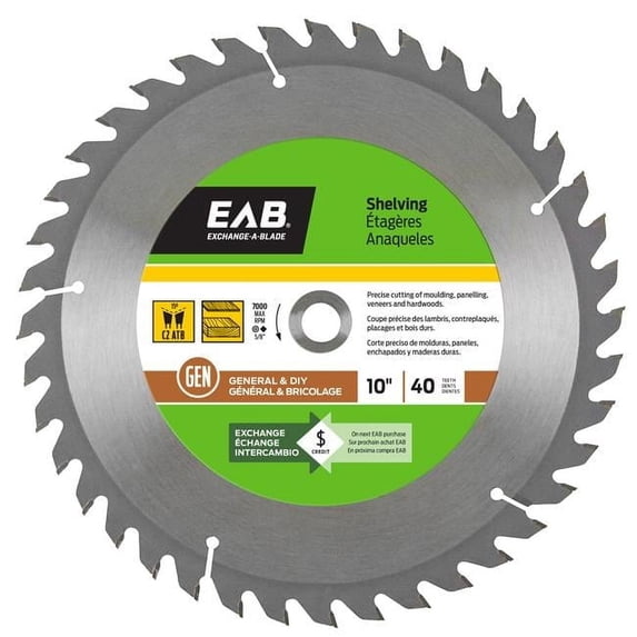 Exchange-A-Blade 1011812 10 in. x 40 Teeth Finishing Shelving Saw Blade - Recyclable Exchangeable