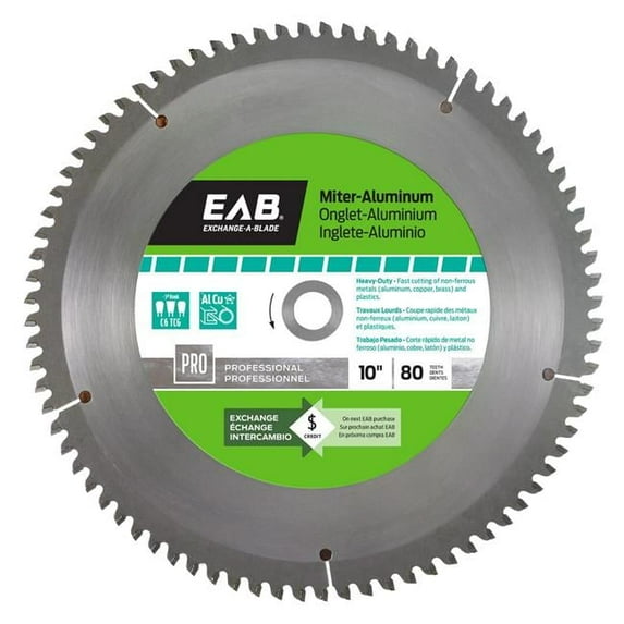 Exchange-A-Blade 1019672 10 in. x 80 Teeth Metal Cutting Miter Aluminum Professional Recyclable Exchangeable Saw Blade