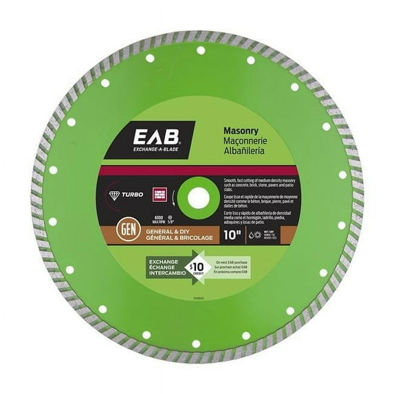 Exchange-A-Blade 3110042 10 in. Turbo Rim Concrete Green Diamond Recyclable Exchangeable Blade