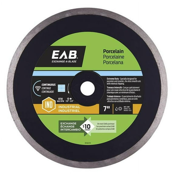 Exchange-A-Blade 7 in. Continuous Rim Porcelain Tile Black Industrial Diamond Recyclable Exchangeable Blade