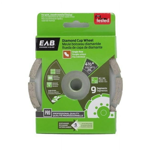 Exchange-A-Blade 4.5 in. Specialty Cup Wheel Segmented Single Row Concrete Professional Diamond Blade Exchangeable