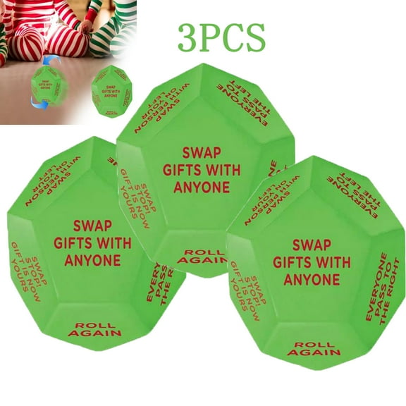 Exchange Party Game Dice, 2025 New Santa Swap Gift Exchange Dice, Christmas Party Gift Dice,Exchange Gifts Family Game, Gift Exchange Dice Games for Men Women Adults