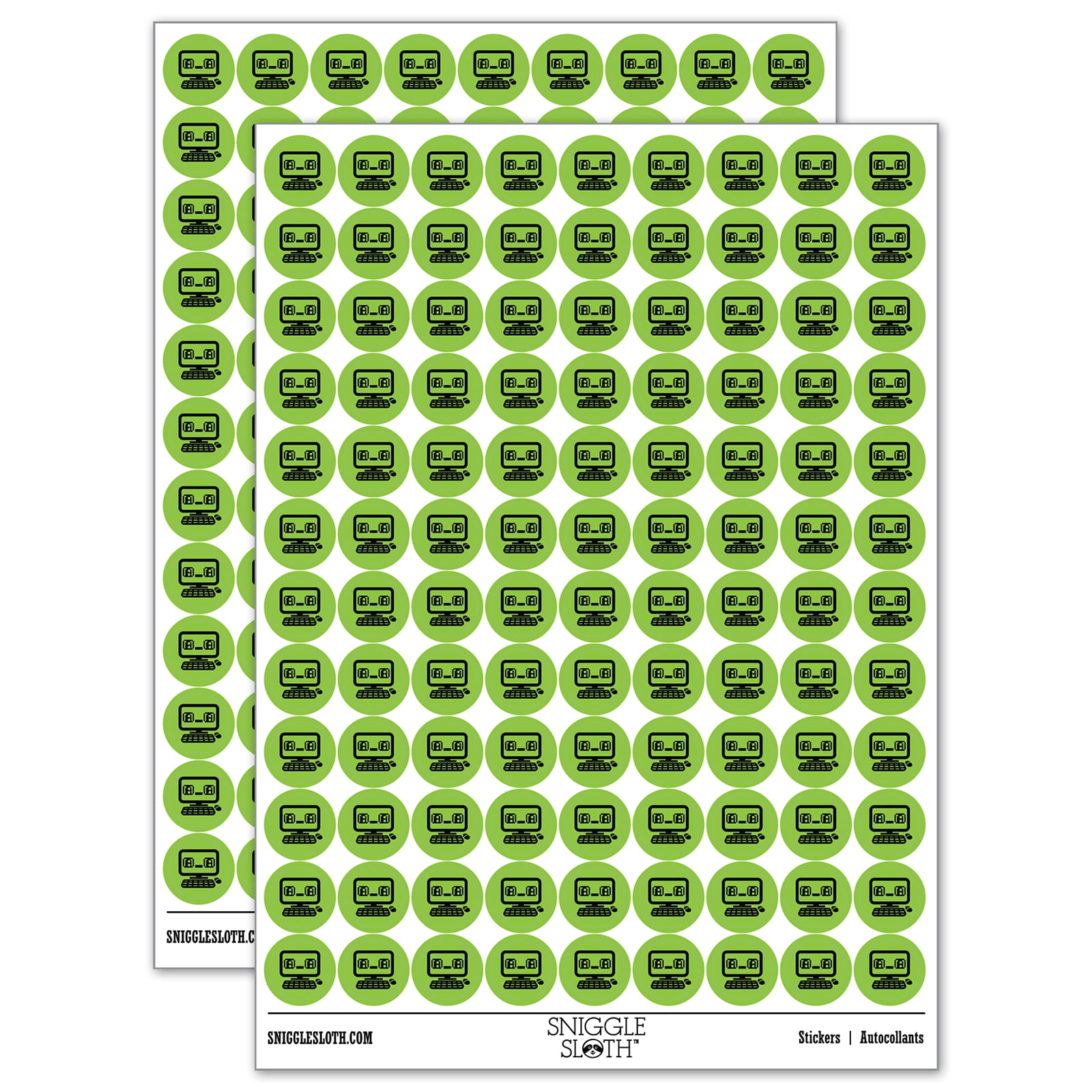 Excited Teary Eyed Kawaii Computer Face Emoticon 200+ Round Stickers ...