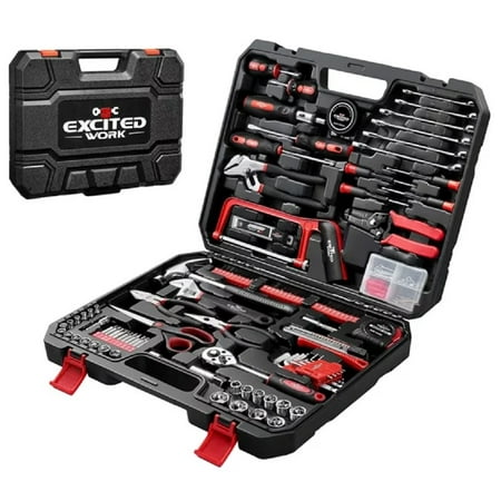Excited Work EWHT198P011 198-Piece General Household Tool Set w/ Storage Case
