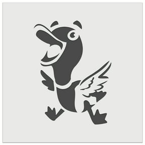Excited and Happy Mallard Duck Cartoon DIY Cookie Wall Craft Stencil - 3.5 Inch