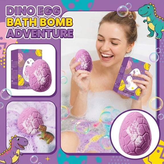 Exciting Dinosaur Egg Shaped Fizzing Bubble Bath Bomb Surprise Toy Inside, Kids Fun Bubble Bath Time Relaxing Bedtime Routine Prizes, Natural Essential Oils Gentle Skin Care For Boys And Girls