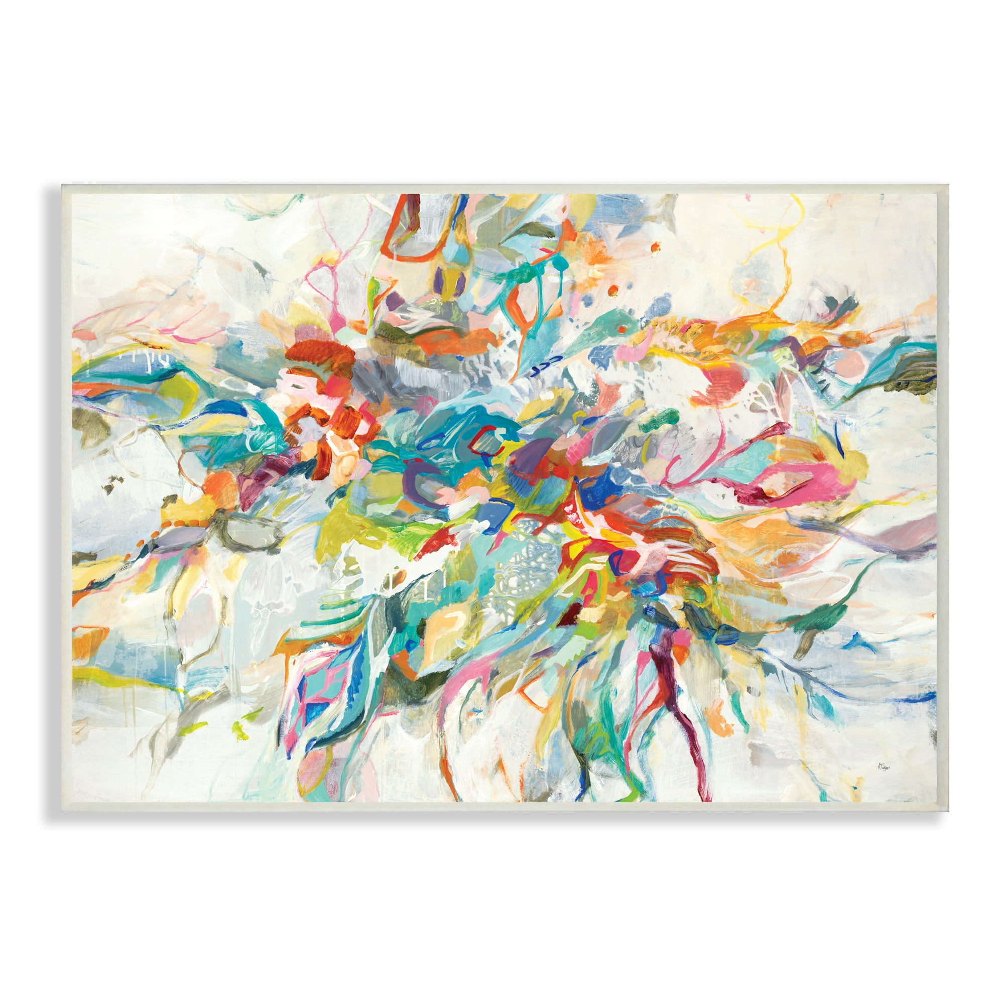 Exciting Tropical Shapes Abstraction Blue Red Pop 10 in x 15 in Framed Painting Art Print, by Stupell Home Décor