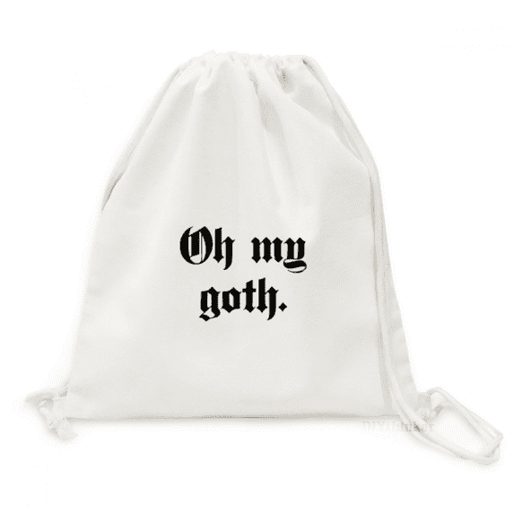 Exclamation Gothic Alphabet Backpack Canvas Drawstring Reusable Mesh Shopping Bag