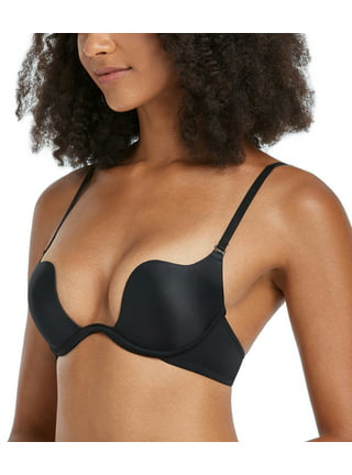 Fullness Deep Plunge V Shape Women's Push up Convertible V Bra, Size,  38D-Black