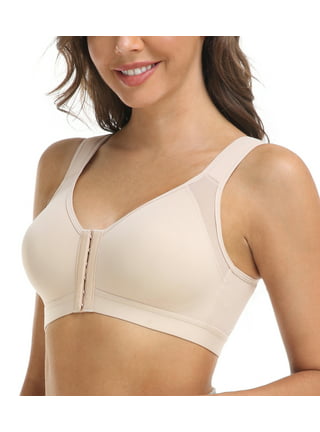  Seamless Wirefree Front Closure Bra Mesh Light Lined Full  Coverage Everyday Bralet with Straps Front-Close Lift Beauty Back Push Up  Wireless Unlined Full Figure Supportive Bra Bras Piece C67-Beige : Sports