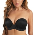 thumbnail image 1 of Exclare Lace Embroidery Wirefree Anti-slip Push Up Strapless Bra Women Hand Shape Everyday Bras Custom Lift(Black-Lace Black,36A）, 1 of 4