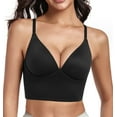 thumbnail image 1 of Exerin Plunge Pullover Push Up Bras Women's Wirefree Deep V Neck Padded Comfortable Plus Size Bra(Black,34A), 1 of 7