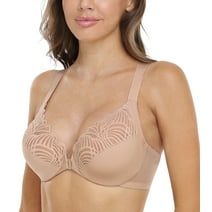 Exclare Racerback Full Figure Underwire Women's Front Close Bra Plus Size Seamless Unlined Bra For Large Bust(Beige,44DD)