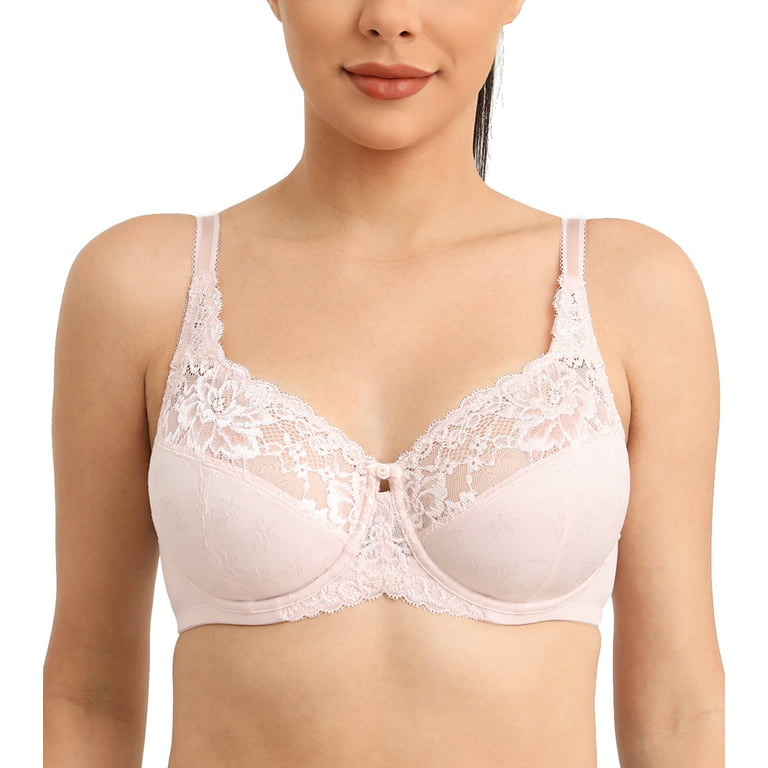 Exclare Women Full Coverage Lace Floral Underwire Bra-116