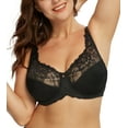 thumbnail image 1 of Exclare Women Full Coverage Plus Size Bras Lace Floral Underwire Bra(Black,42D), 1 of 7