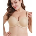 thumbnail image 1 of Exerin Women's Multiway Strapless Bra Full Figure Underwire Contour Beauty Back Plus Size Bra(Beige,40G), 1 of 6