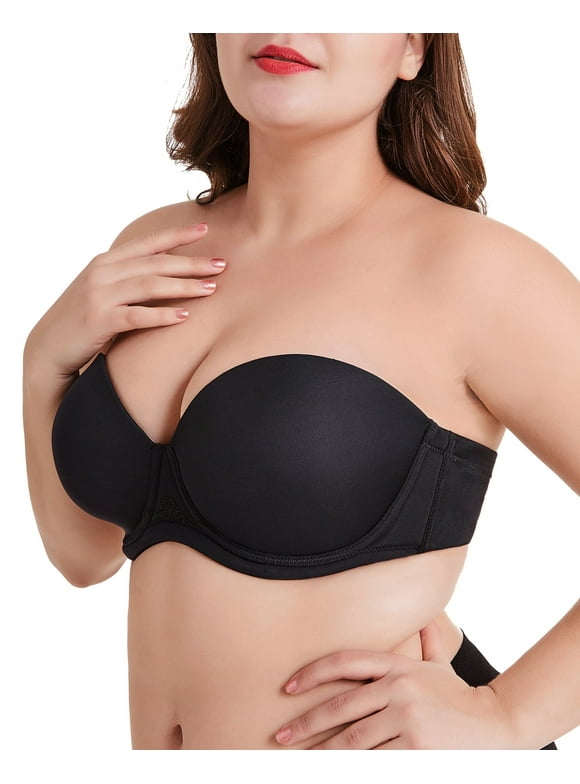 Women's Multiway Strapless Bra Full Figure Underwire Contour Beauty Back Plus Size Bra(Black,32B)