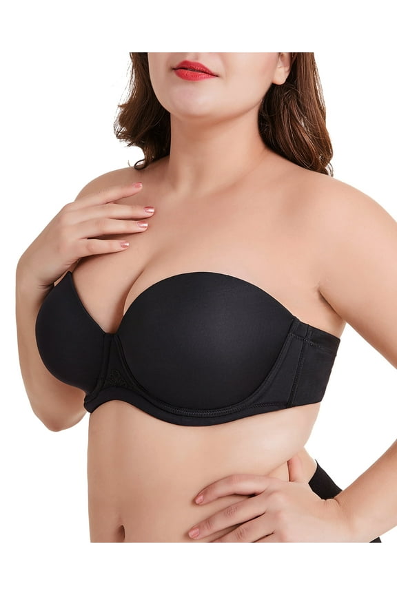 Women's Multiway Strapless Bra Full Figure Underwire Contour Beauty Back Plus Size Bra(Black,38DDD)