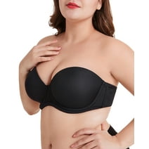 Exclare Women's Multiway Strapless Bra Full Figure Underwire Contour Beauty Back Plus Size Bra(Black,40C)