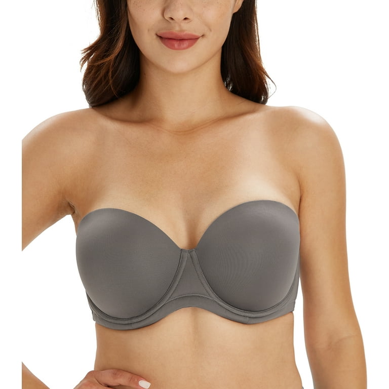 Exclare Women's Multiway Strapless Bra Full Figure Underwire Contour Beauty  Back Plus Size Bra(Grey,34DDD)