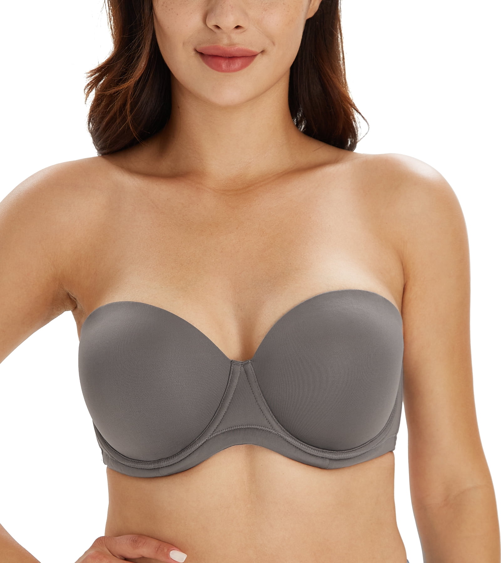 Exclare Women's Multiway Strapless Bra Full Figure Underwire Contour Beauty  Back Plus Size Bra(Walnut,32D)