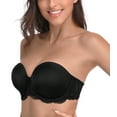 thumbnail image 1 of Exclare Women's Multiway Strapless Lace Bra Full Figure Underwire Contour Beauty Back Plus Size Bra(Black,42C), 1 of 6