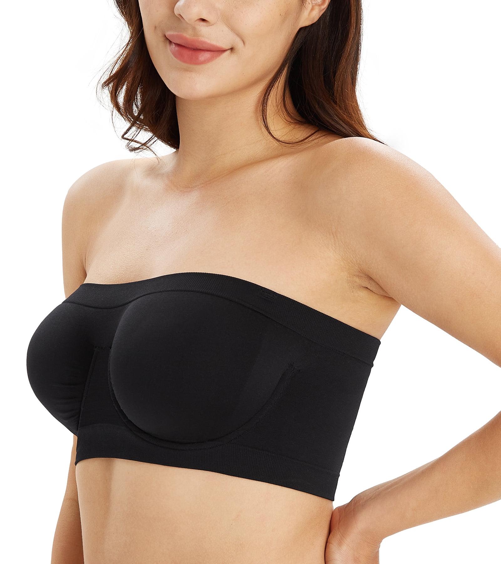Bandeau Bras Women Stretch Strapless Bralettes Non Padded Stretch Top Tube  Trendy Bras for Women Girls 2023 Black at  Women's Clothing store