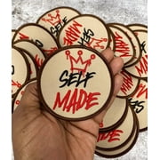 Exclusive, 1-pc Self-Made Emblem, Beige/Red/Brown Iron On Embroidered Patch, Size 3.25 Applique for Crocs, Patches for Hats and Jackets