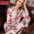 thumbnail image 1 of Exclusive 19mm new printed heavyweight silk sleepwear for nobles, women's mulberry silk long sleeved home suit set, 1 of 4
