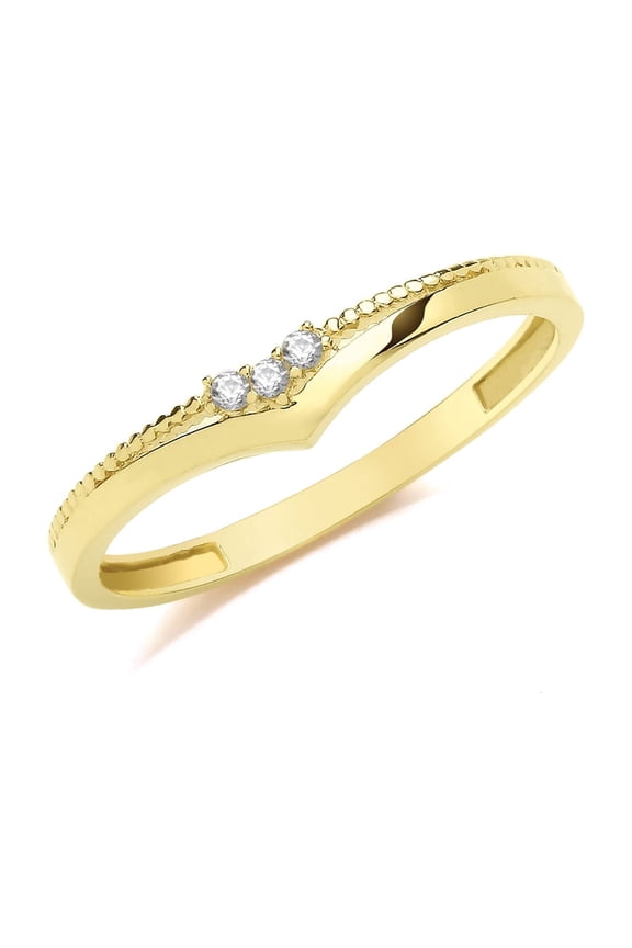 Exclusive 9k Gold Women Wishbone Ring with Cubic Zirconia/CZ