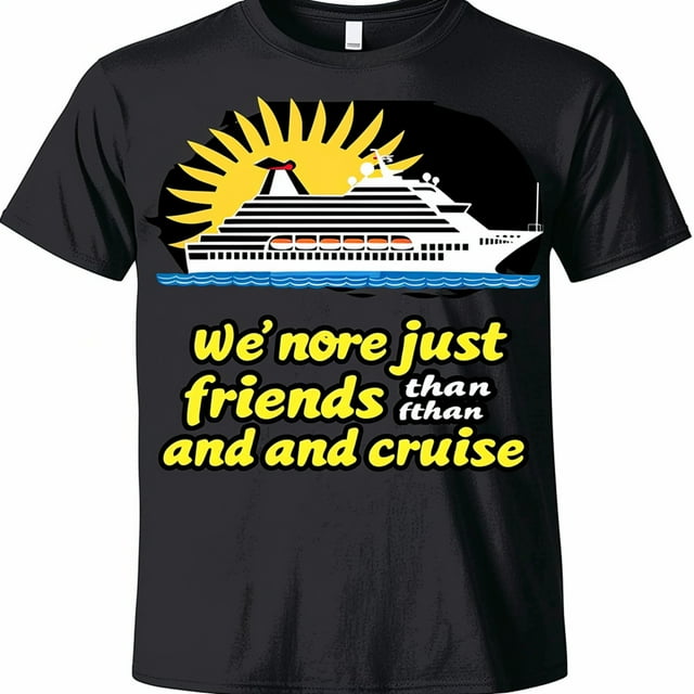 Exclusive Black T Shirt with Cruise Ship Design and Custom Text Stand ...