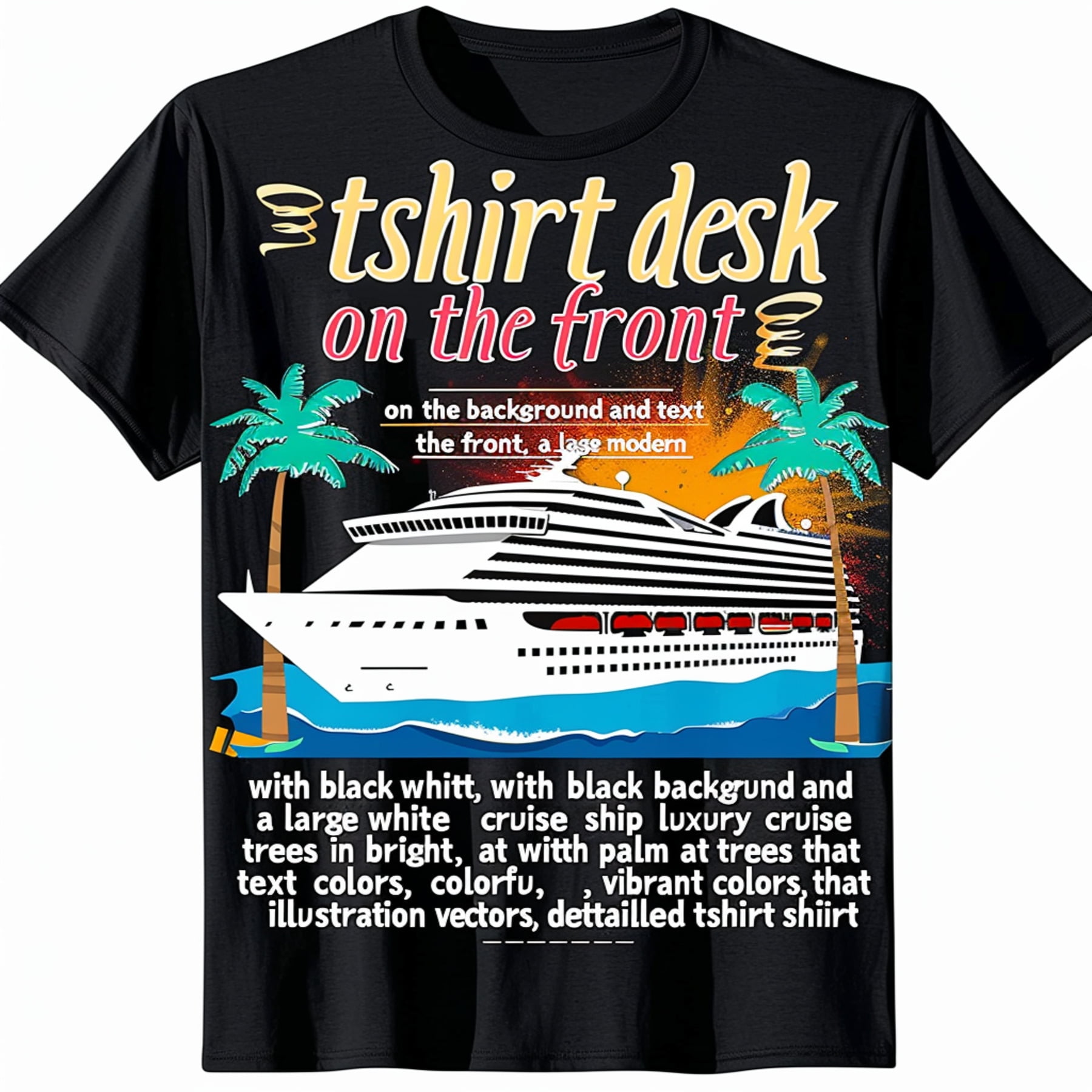 Exclusive Black TShirt Featuring Stunning Cruise Ship Design by da ...