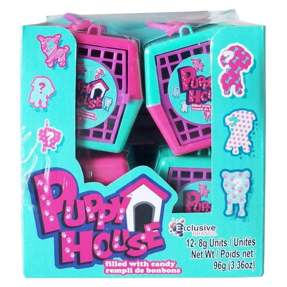 Exclusive Brands Puppy House filled with Candy, (12 x 8g/0.3 oz.), 96g/3.36 oz., Box