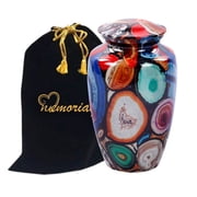 Exclusive Brazilian Multi Color Agate Finish Cremation Urn by Memorials4u for Human Ashes - Handcrafted Adult Funeral Urn - Affordable Urn for Ashes - Large Urn Deal