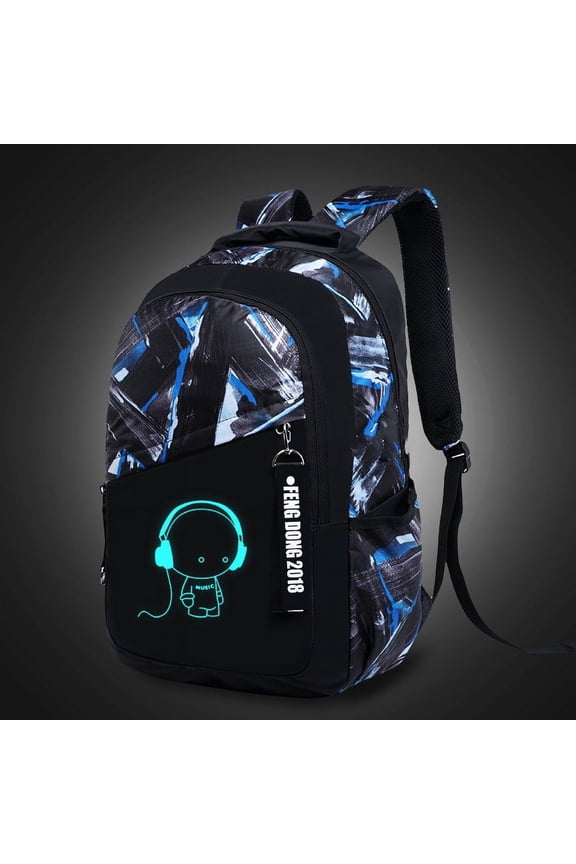 Exclusive For Cross-border Men's Backpack Junior High School Student Schoolbag Backpack Computer Bag Offload Wear-resistant Luminous One Piece Dropshipping,16 Inch