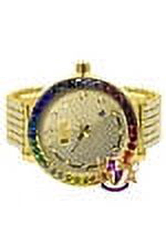 Exclusive Custom Time Piece Multi Rainbow Gold Tone Real Diamond Dial Solitaire Men's Watch XL 55mm W/Date