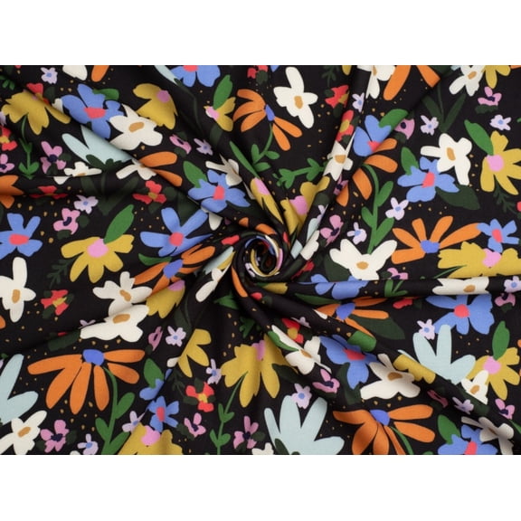 Exclusive Darling Daisies Viscose Challis Fabric Multicoloured - per yard