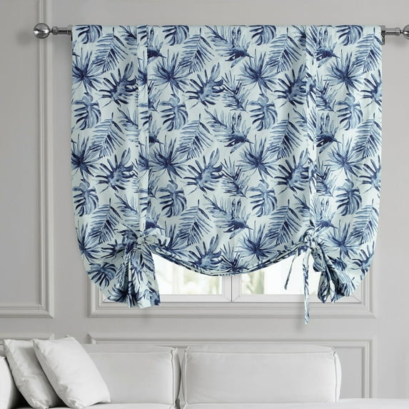 Exclusive Fabrics Artemis Printed Cotton Tie-Up Window Shade (1 Panel) 46 X 63 - Artemis Blue