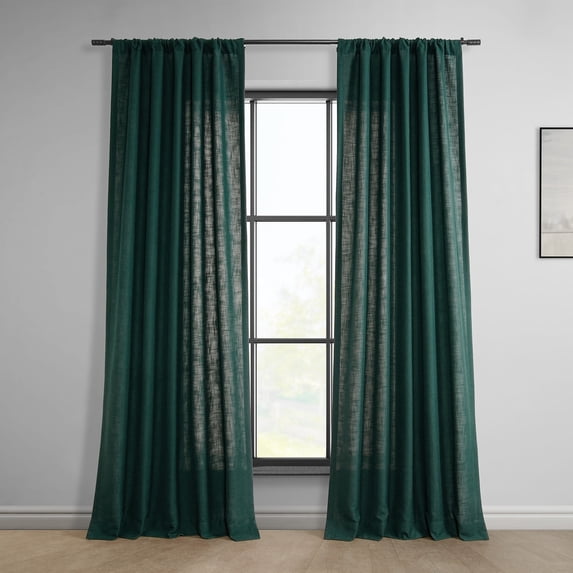 Exclusive Fabrics Classic Faux Linen Curtain (1 Panel) 50 X 96 - Deep Green