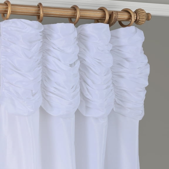 Exclusive Fabrics Exclusive Fabric Ruched Textured Faux Dupioni Silk Curtain (1 Panel) Ice 50 X 96 96 Inches