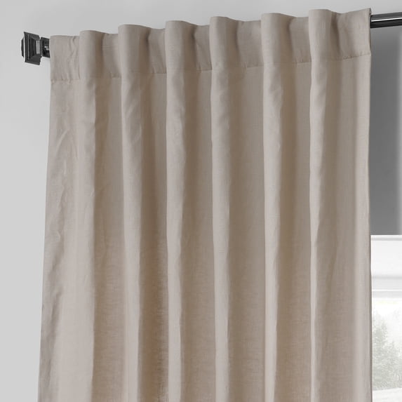 Exclusive Fabrics French Linen Room Darkening Curtains Panel - Elegant luxurious Drapes (1 Panel) Walnut Beige 50 X 120 120 Inches