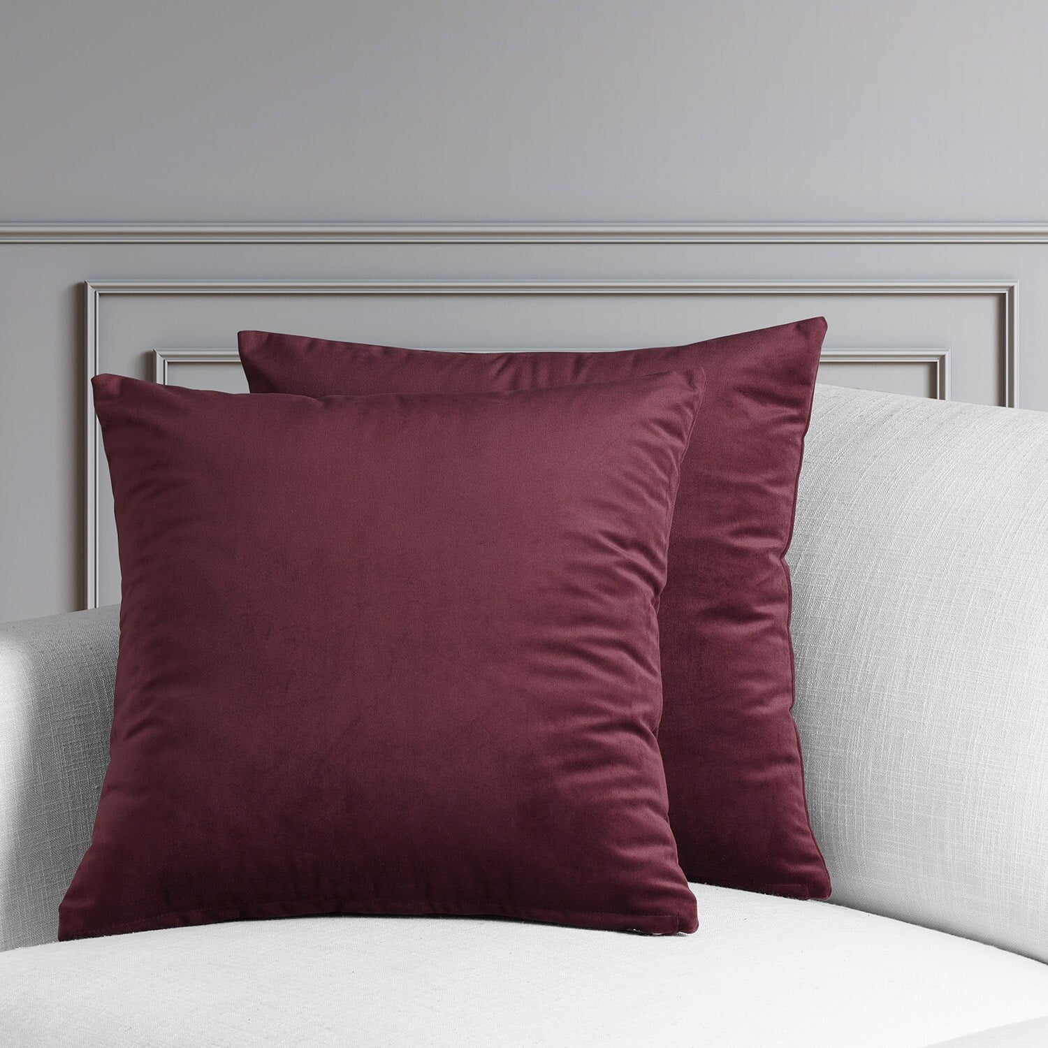 Dark Merlot Velvet 18'' Euro Cushion Covers Set