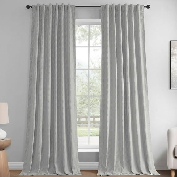 Exclusive Fabrics Lounge Embossed Velvet Curtains - Room Darkening Rod Pocket Curtain for Bedroom & Living Room (1 Panel) 50 X 84 - Silver