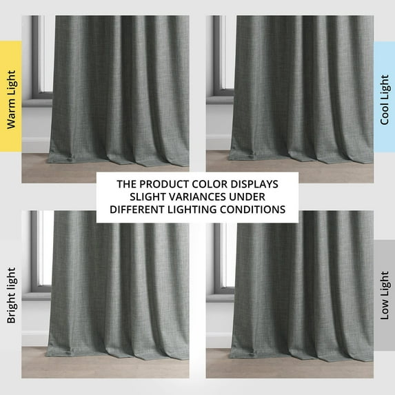 Exclusive Fabrics Performance Linen Hotel Blackout Curtain (1 Panel) 50 X 108 - Dark Grey