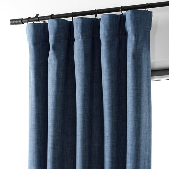 Exclusive Fabrics Performance Linen Hotel Blackout Curtain (1 Panel) 50 X 84 - Dark Blue
