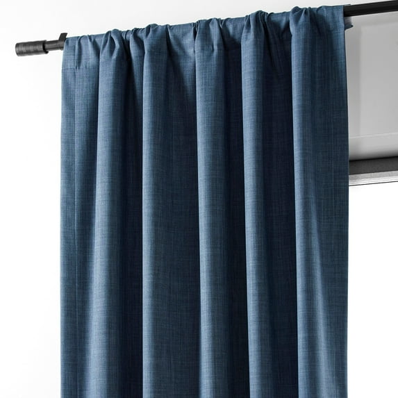 Exclusive Fabrics Performance Linen Hotel Blackout Curtain (1 Panel) 50 X 96 - Dark Blue